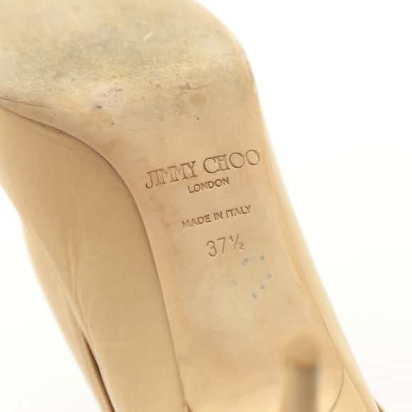 Jimmy Choo Isabel Nude Smooth Leather Peep Toe Low Kitten Heels Shoes 7.5M Italy - Picture 8 of 8